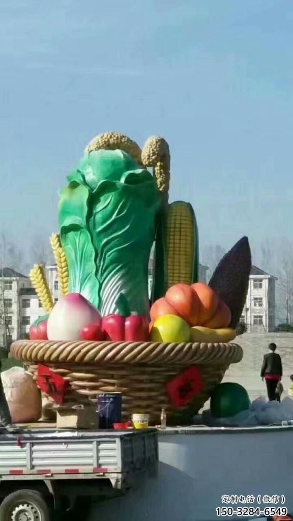 彩繪果籃雕塑 仿真景觀雕塑 步行街擺件