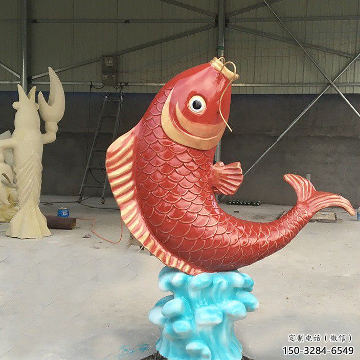 玻璃鋼公園鯉魚雕塑 酒店門口雕塑 彩繪擺件