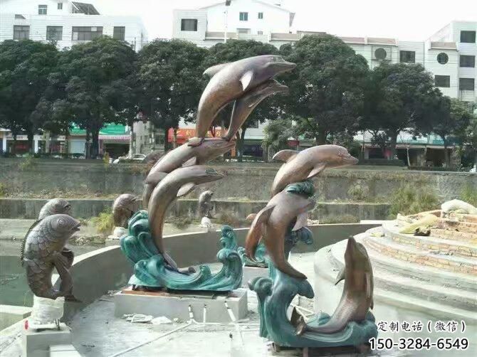 古銅色海豚銅雕塑廠家 大型城市雕塑 商業街擺件 古銅色海豚銅雕塑廠家 大型城市雕塑 商業街擺件