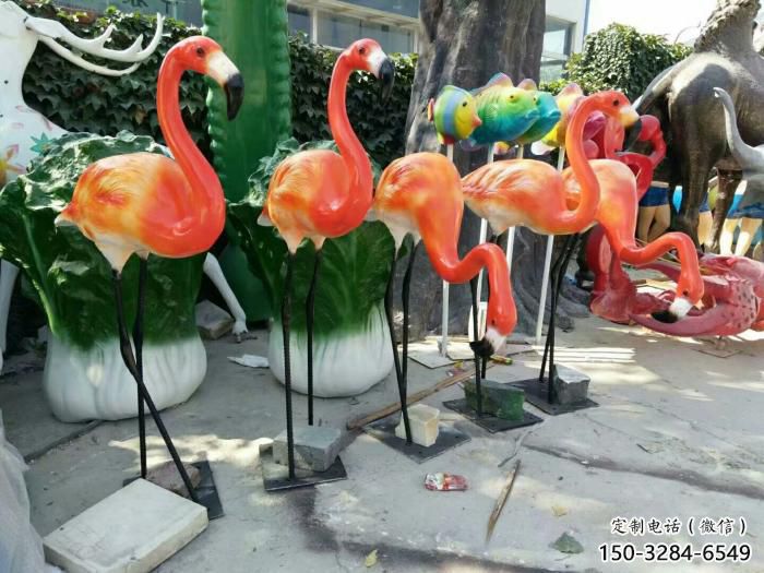 玻璃鋼城市火烈鳥雕塑 風景區彩繪雕塑 抽象擺件 玻璃鋼城市火烈鳥雕塑 風景區彩繪雕塑 抽象擺件