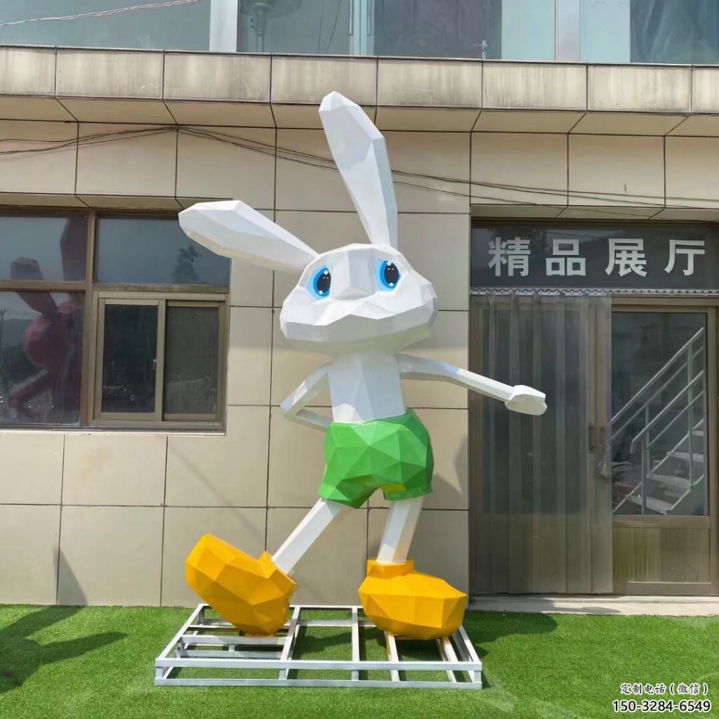 不銹鋼彩繪兔子雕塑 仿真雕塑 步行街擺件