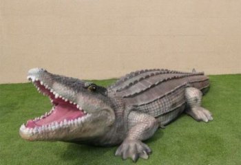 玻璃鋼抽象鱷魚(yú)雕塑 店門(mén)口彩繪雕塑 步行街?jǐn)[件