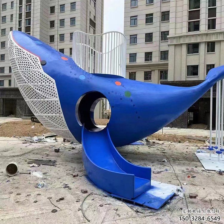 鯨魚雕塑廠家，烤漆彩繪工藝，公園廣場景觀擺件 (2)
