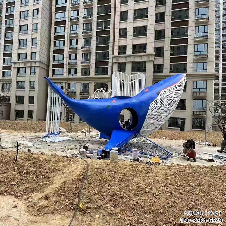 鯨魚雕塑廠家，烤漆彩繪工藝，公園廣場景觀擺件 (3)