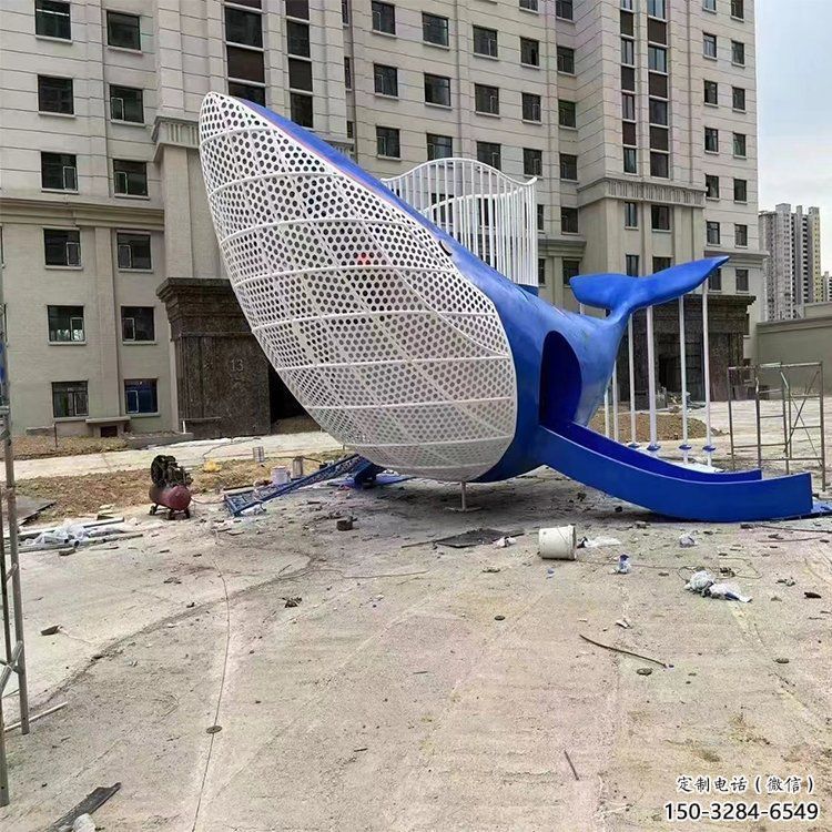 鯨魚雕塑廠家，烤漆彩繪工藝，公園廣場景觀擺件 (4)