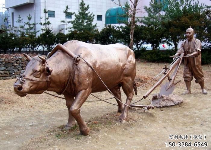不銹鋼水牛雕塑，田間景觀小品，抽象幾何原理 (4)