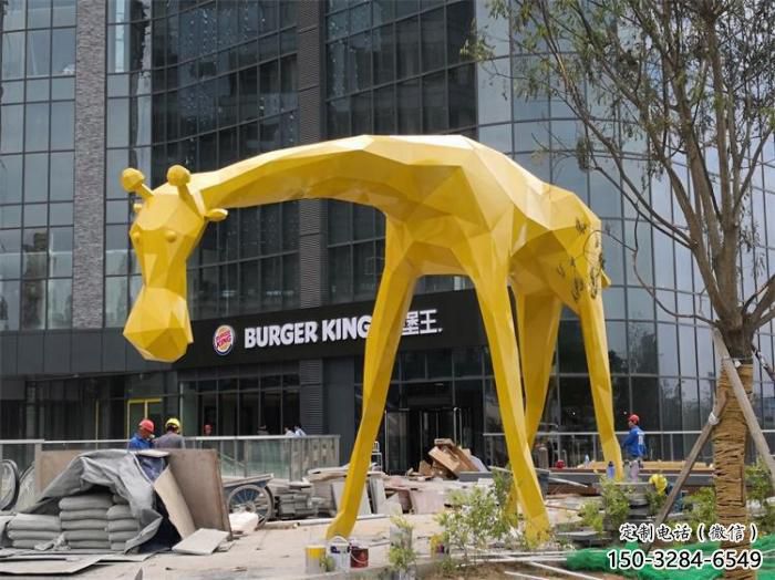 不銹鋼長頸鹿雕塑，異形幾何動物，售樓處小區擺件 (10)