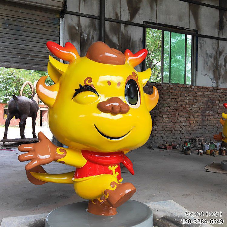 卡通龍形雕塑，抽象彩繪工藝，動漫動物擺件 (2)