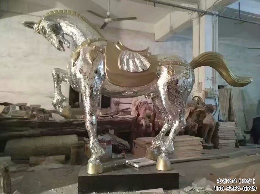 生產奔馬雕塑，鏡面工藝，仿真動物小品