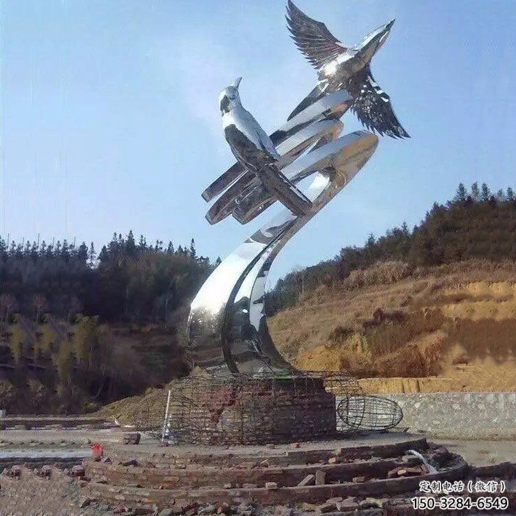 不銹鋼老鷹雕塑,公園標識建筑,鏡面工藝效果 不銹鋼老鷹雕塑,公園標識建筑,鏡面工藝效果