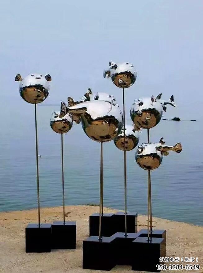 步行街魚形雕塑，鑄銅農耕雕塑，鏤空方式
