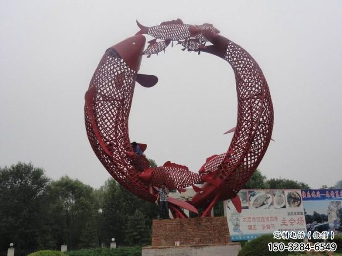 校園魚形雕塑，拉絲海洋雕塑，卡通主題
