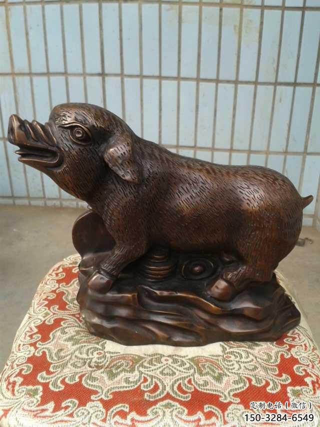 庭院野豬雕塑，鍍金歐式雕塑，網格形式
