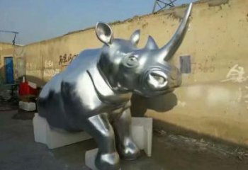 犀牛雕塑，園林動物雕塑，鏡面拋光效果