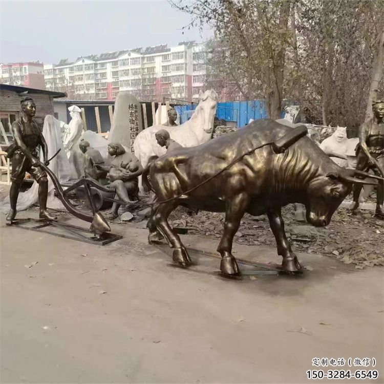 飯店老牛雕塑，鍍金歐式雕塑，鍍金工藝