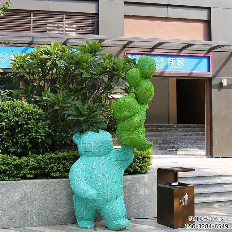 飯店狗熊雕塑，鍍金歐式雕塑，鍍金工藝