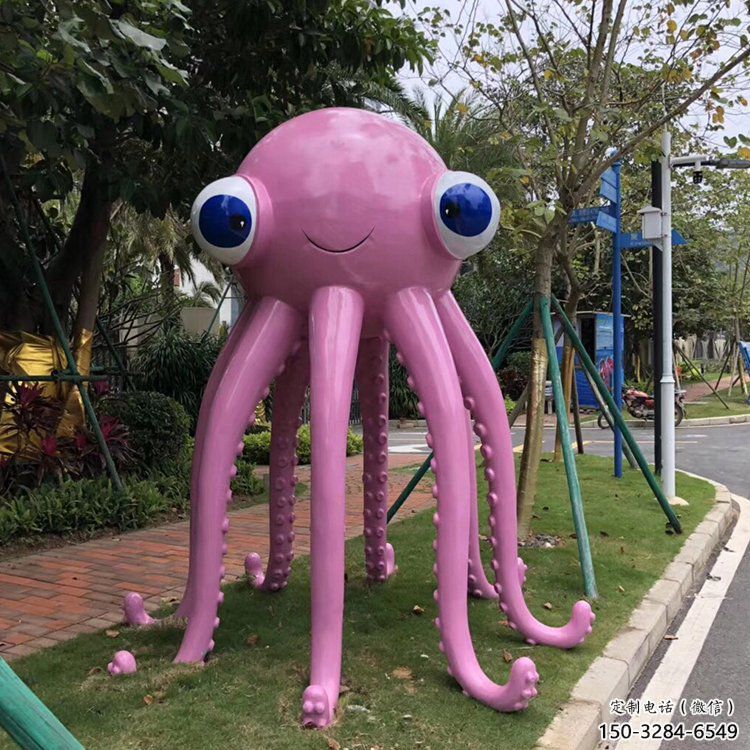 廣場烏賊雕塑，卡通水景雕塑，抽象效果