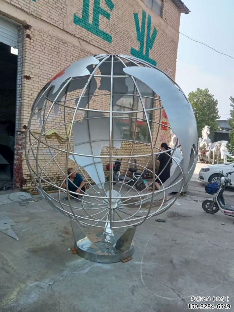 景區地球儀雕塑,鍍金歐式雕塑,鐵藝材質 景區地球儀雕塑,鍍金歐式雕塑,鐵藝材質