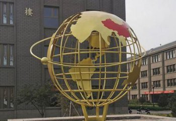 大型地球儀雕塑，鍍金歐式雕塑，鍍金工藝