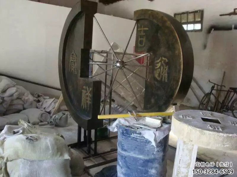 操場銅錢雕塑，鏤空景觀雕塑，噴砂制造