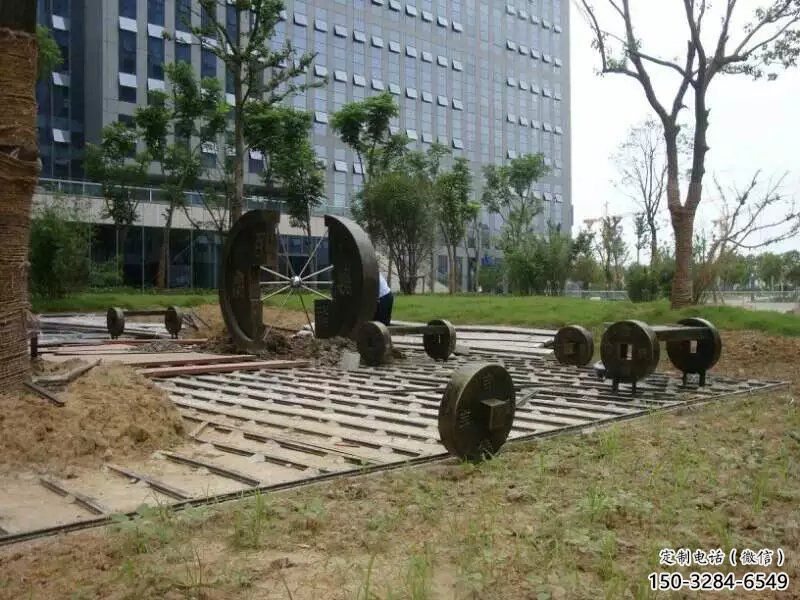 幼兒園銅錢雕塑，鐵藝文化雕塑，鑄造制作