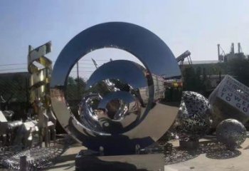 步行街圓環雕塑，鍛造景觀雕塑，鏤空方式