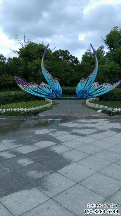 室內(nèi)翅膀雕塑，拉絲景觀雕塑，抽象效果