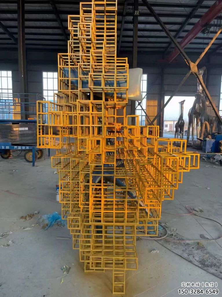 街頭積木雕塑 大型別墅區擺件 鋼管雕塑 街頭積木雕塑 大型別墅區擺件 鋼管雕塑