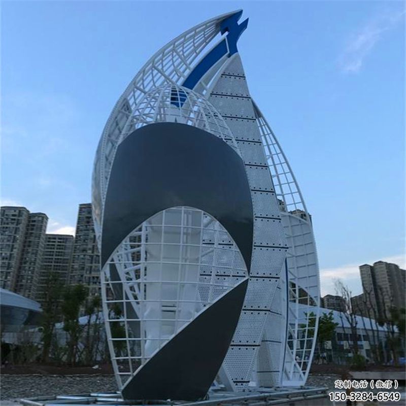 大型帆船雕塑，鍍銅景觀雕塑，鏡面工藝