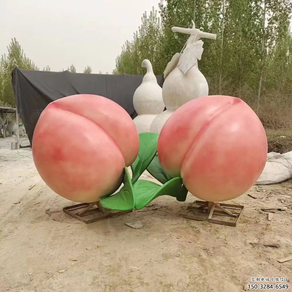 草地水蜜桃雕塑 現代校園果蔬雕塑 大型水果雕塑 草地水蜜桃雕塑 現代校園果蔬雕塑 大型水果雕塑
