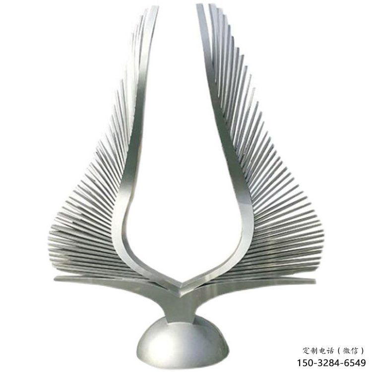 鏡面鳳尾雕塑，拉絲工藝，廣場抽象小品雕塑