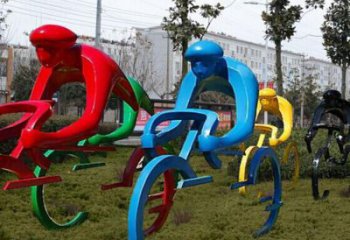 公園自行車雕塑 創(chuàng)意企業(yè)運動員雕塑 美陳體育雕塑