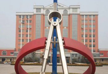 彩繪圓規(guī)雕塑 電鍍現(xiàn)代景觀雕塑 公園標(biāo)識雕塑