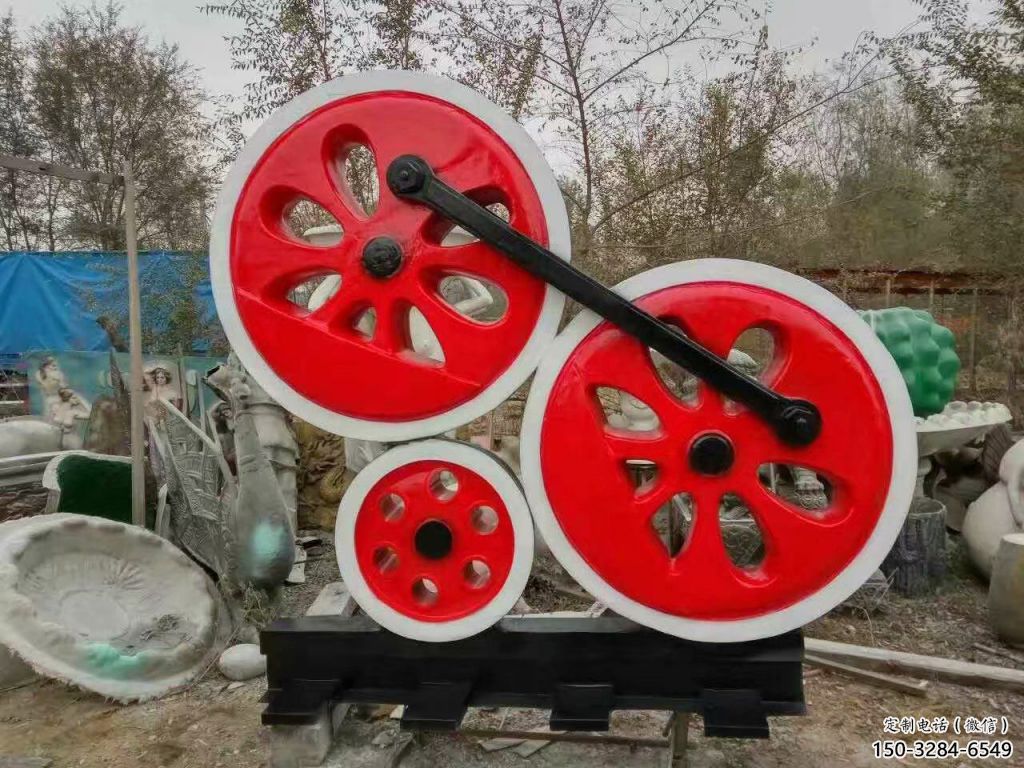 噴漆齒輪雕塑 中式村口工業(yè)雕塑 草地機(jī)械雕塑