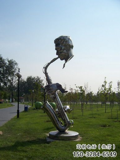 公園薩克斯雕塑 創(chuàng)意企業(yè)西方樂(lè)隊(duì)雕塑 美陳樂(lè)器雕塑