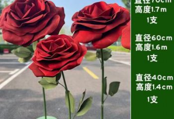 仿真月季花雕塑 電鍍現代花卉雕塑 部隊花朵雕塑