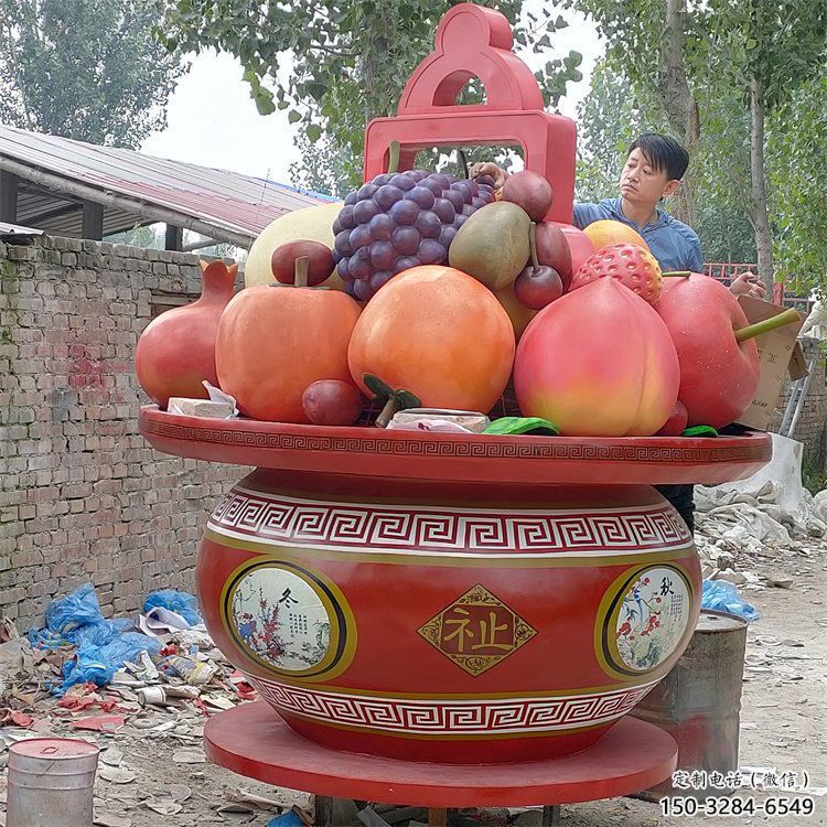 景觀果籃雕塑擺件優(yōu)選，陸地擺件，園林藝術(shù)不銹鋼果籃雕塑供應
