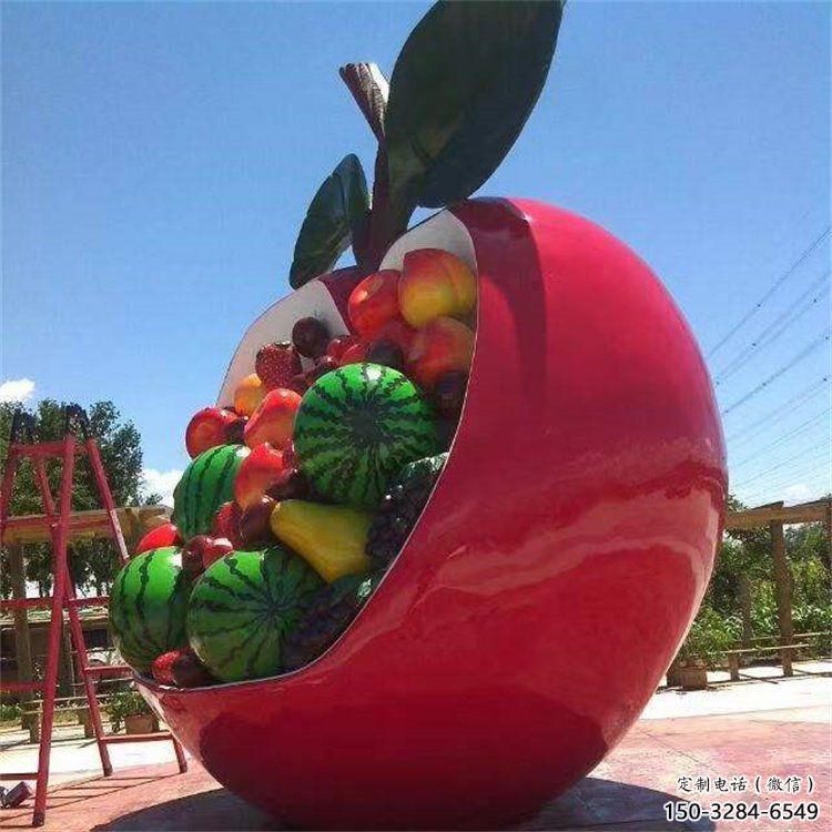 景觀果籃雕塑工程供應，公園雕塑，不銹鋼果籃雕塑工藝供求