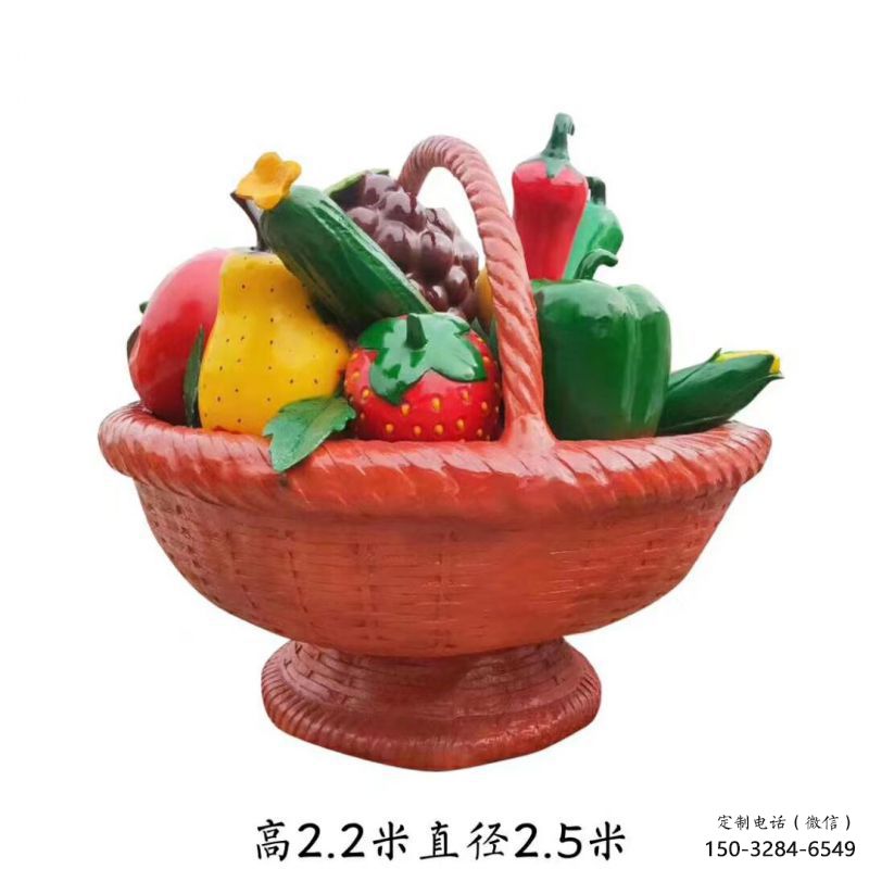 烤漆果籃雕塑制造商，室外軟裝，仿真果籃雕塑承接