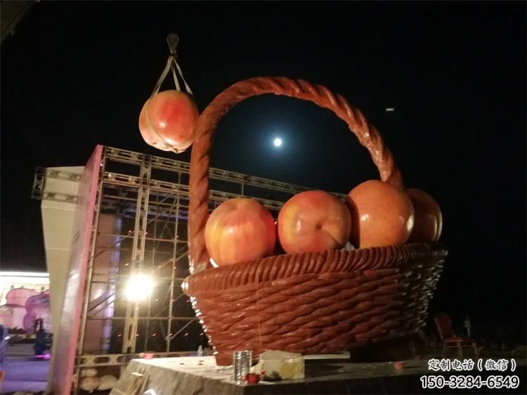 果籃系列優(yōu)選，陸地?cái)[件，廣場桃子果籃雕塑供給