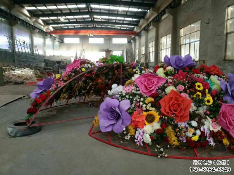 鋼鑄花籃雕塑定價，街頭雕塑，烤漆葵花花籃雕塑定價