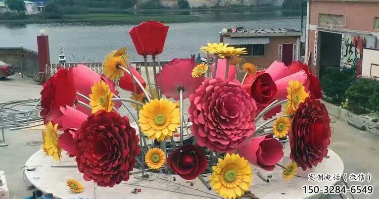 花籃雕塑工廠優選，城市裝飾，景觀葵花花籃雕塑供給