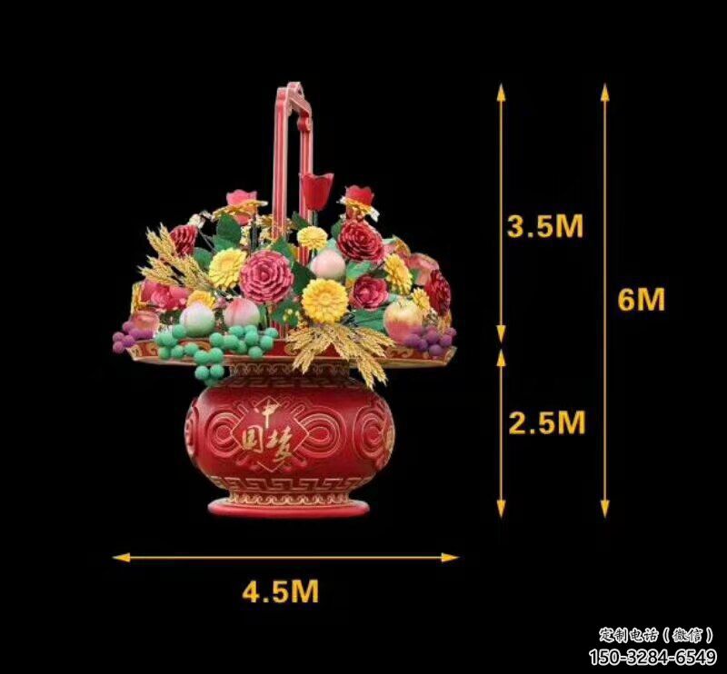 雕塑花籃景觀制造，街景小品，景觀裝飾鐵藝花籃雕塑優價