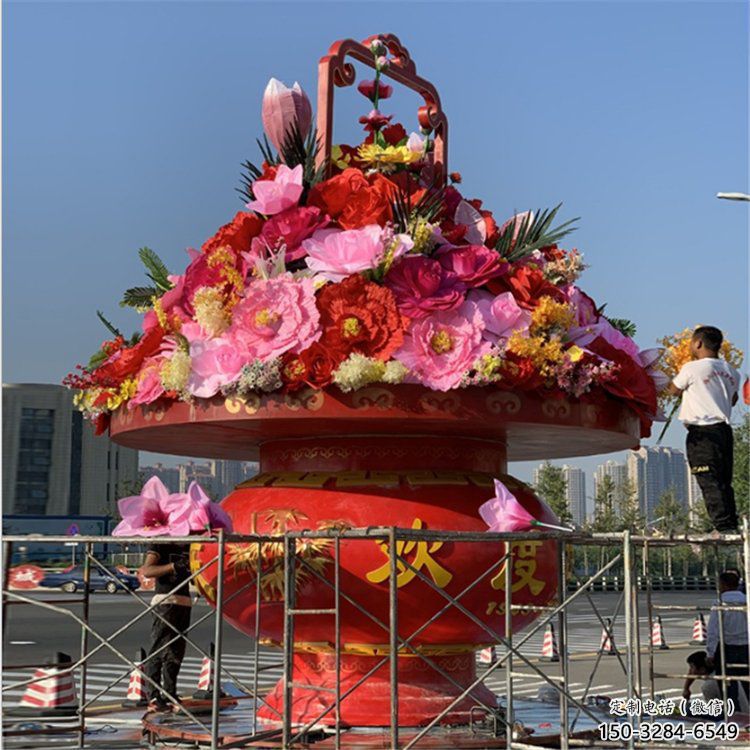 花籃雕塑承接，戶外雕塑，金屬花籃雕塑生產