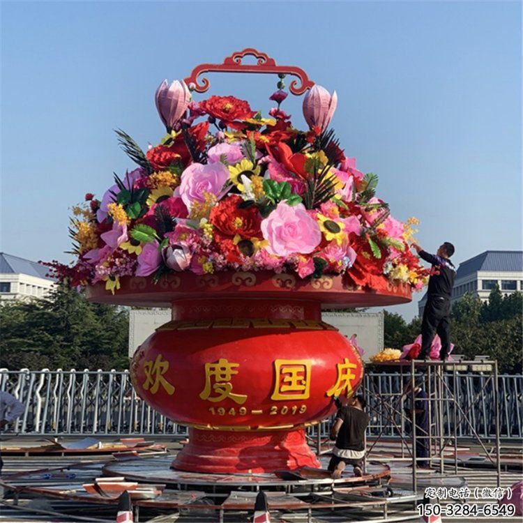 展示花籃雕塑，景觀雕塑，金屬花籃雕塑優選