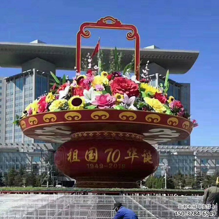 花籃雕塑訂做，多彩藝術，商業景區花籃雕塑制造