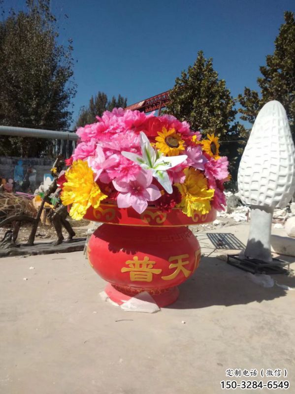 花籃雕塑定價，景觀雕塑，園林旅游區花籃雕塑擺件