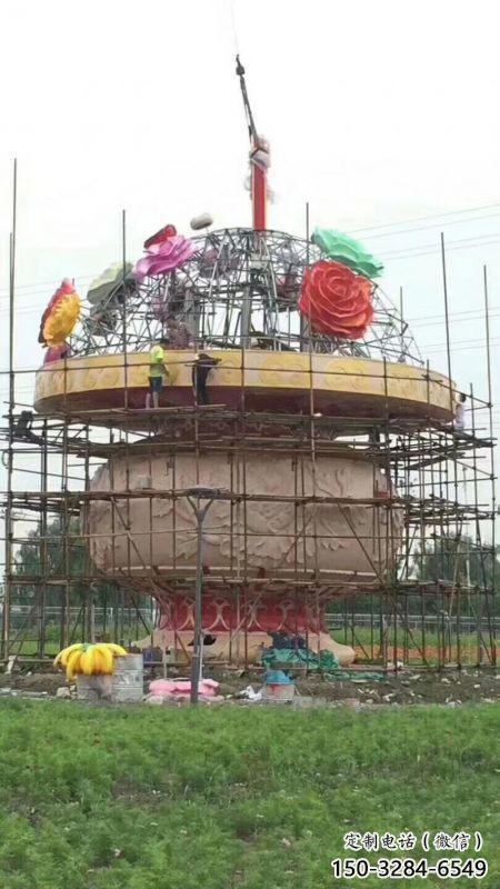 園林花籃雕塑定制，市標雕塑，廣場旅游區花籃雕塑定做
