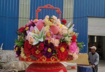 景觀花籃雕塑造型供需，廣場雕塑，城市廣場玻璃鋼花籃雕塑選用