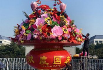 景區花籃雕塑，仿真歐式雕塑，鐵藝材質